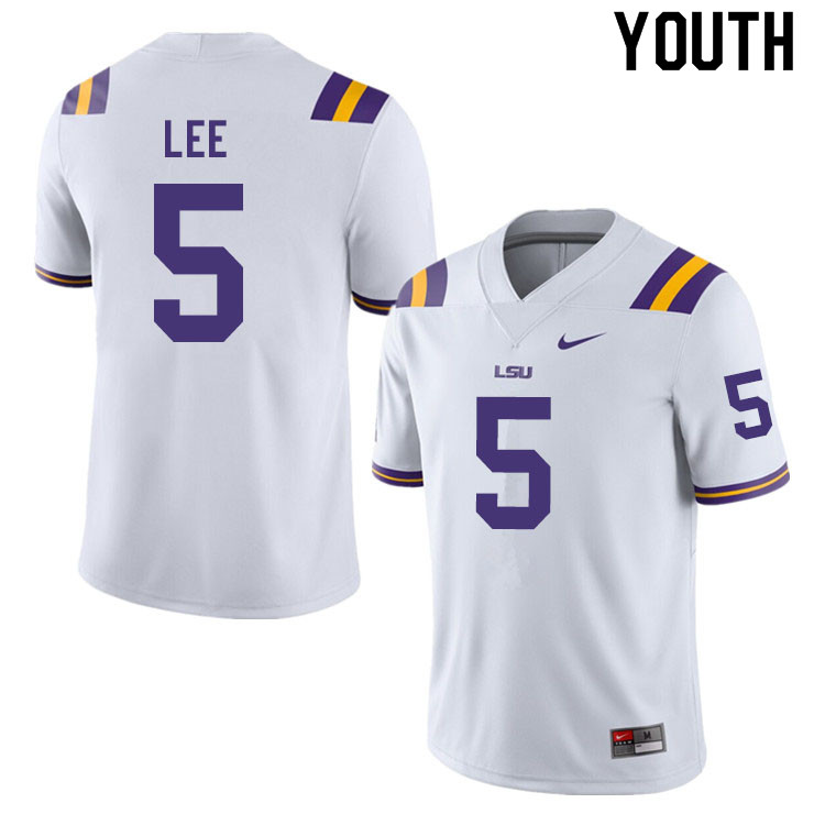Youth #5 Devonta Lee LSU Tigers College Football Jerseys Sale-White